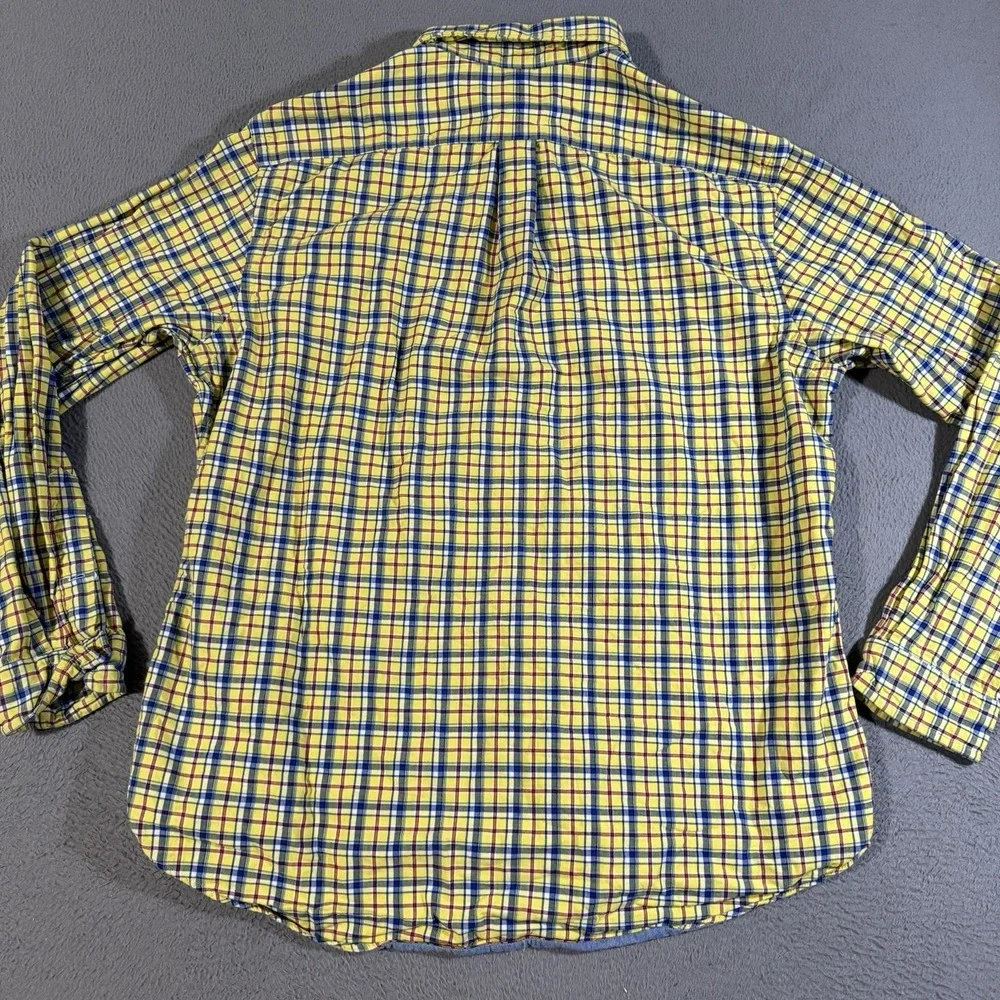 Polo Ralph Lauren Mens Button Up Shirt Thick Heavy XL Blue Yellow Plaid‎ Down